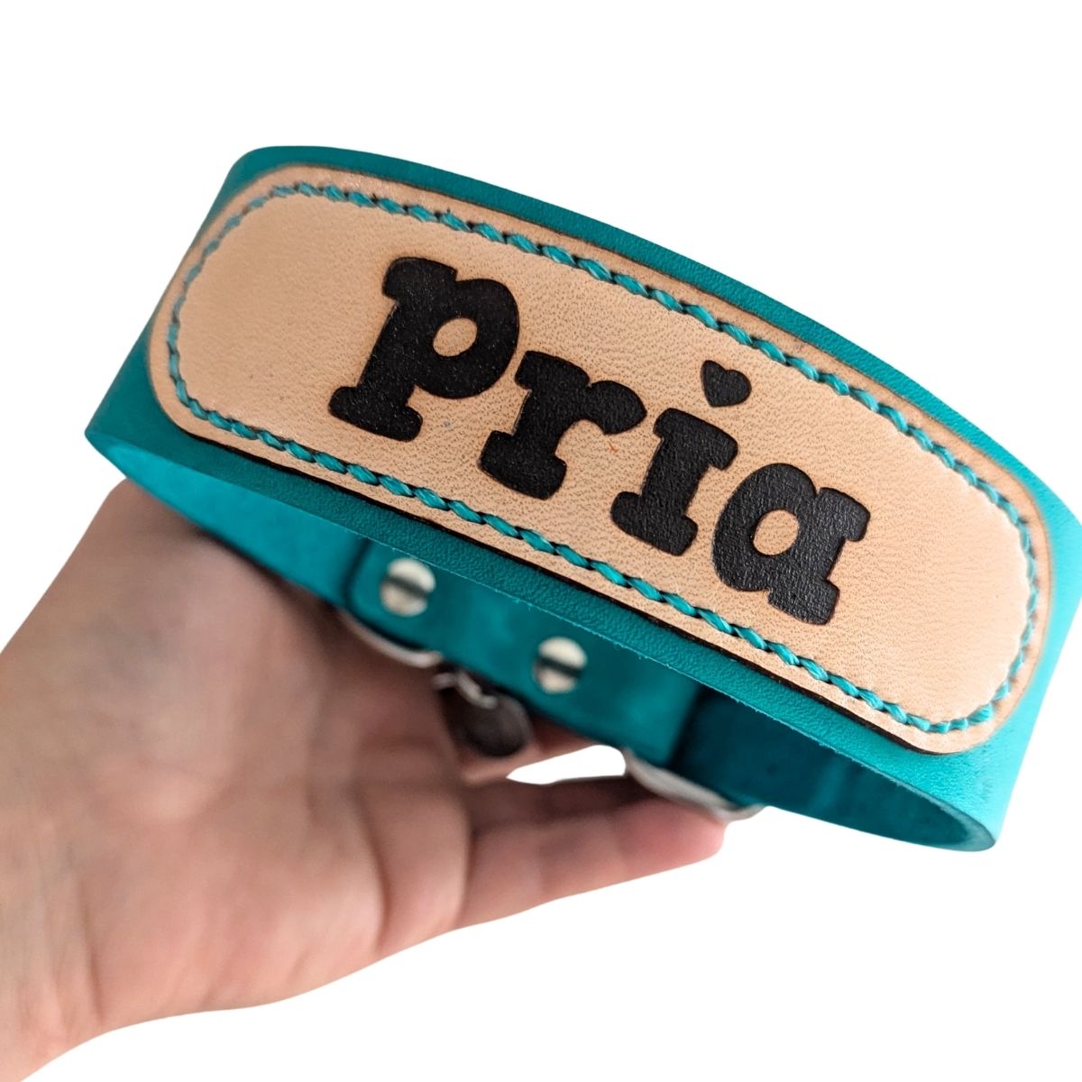 Breites Fettleder Hundehalsband mit Namensgravur