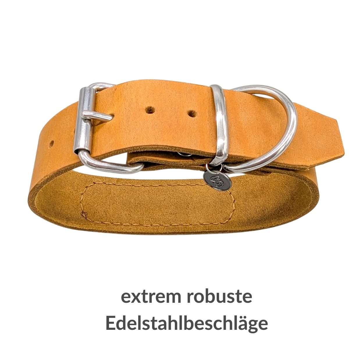 Breites Fettleder Hundehalsband mit Namensgravur