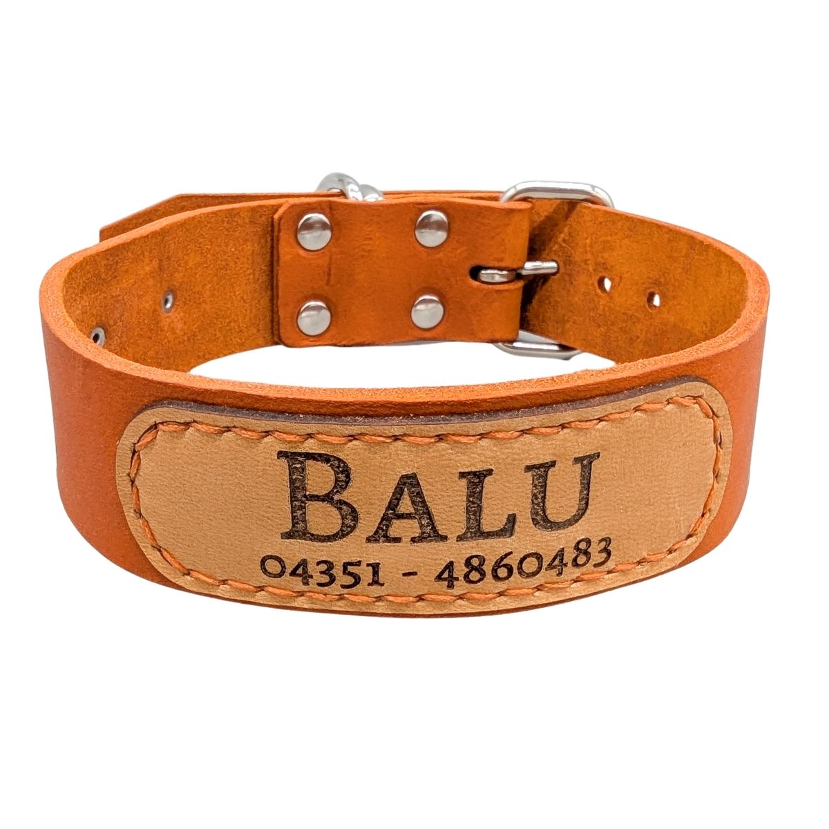Breites Fettleder Hundehalsband mit Namensgravur