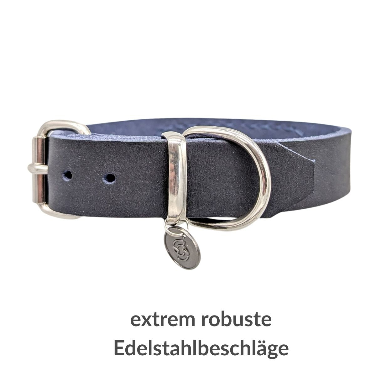 Schmales Fettleder Hundehalsband mit Namensgravur
