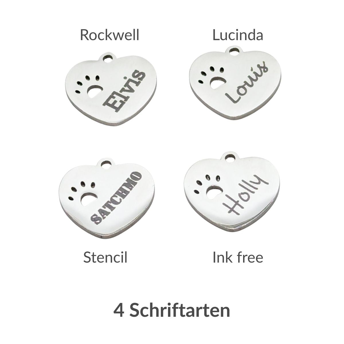 Herz mit Pfote - personalisierbare Hundemarke Edelstahl