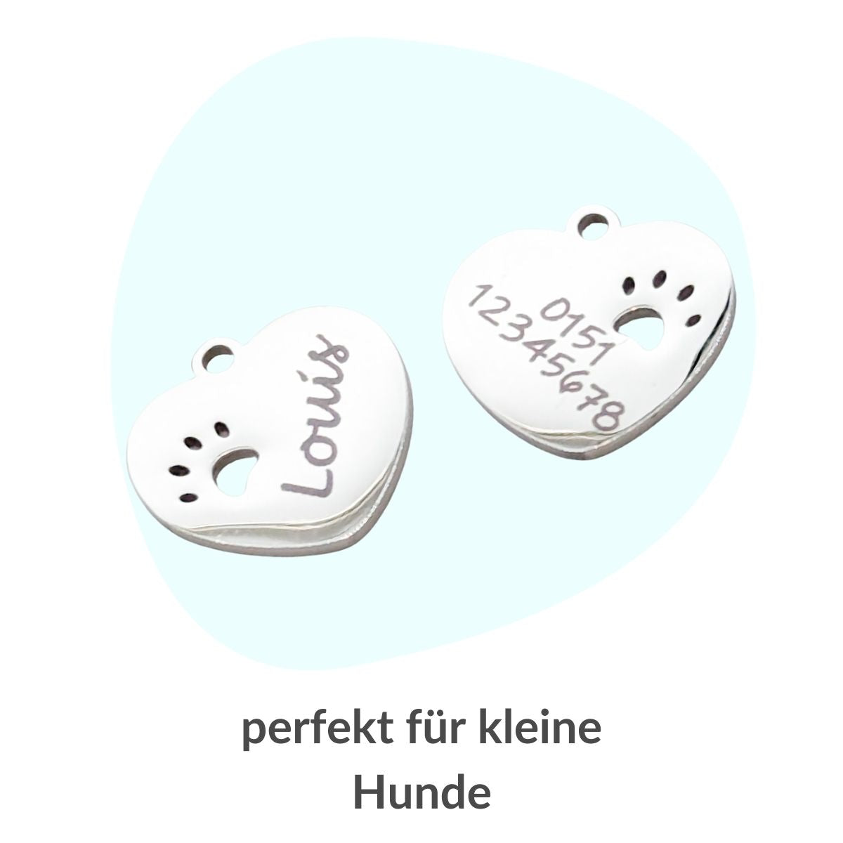 Herz mit Pfote - personalisierbare Hundemarke Edelstahl