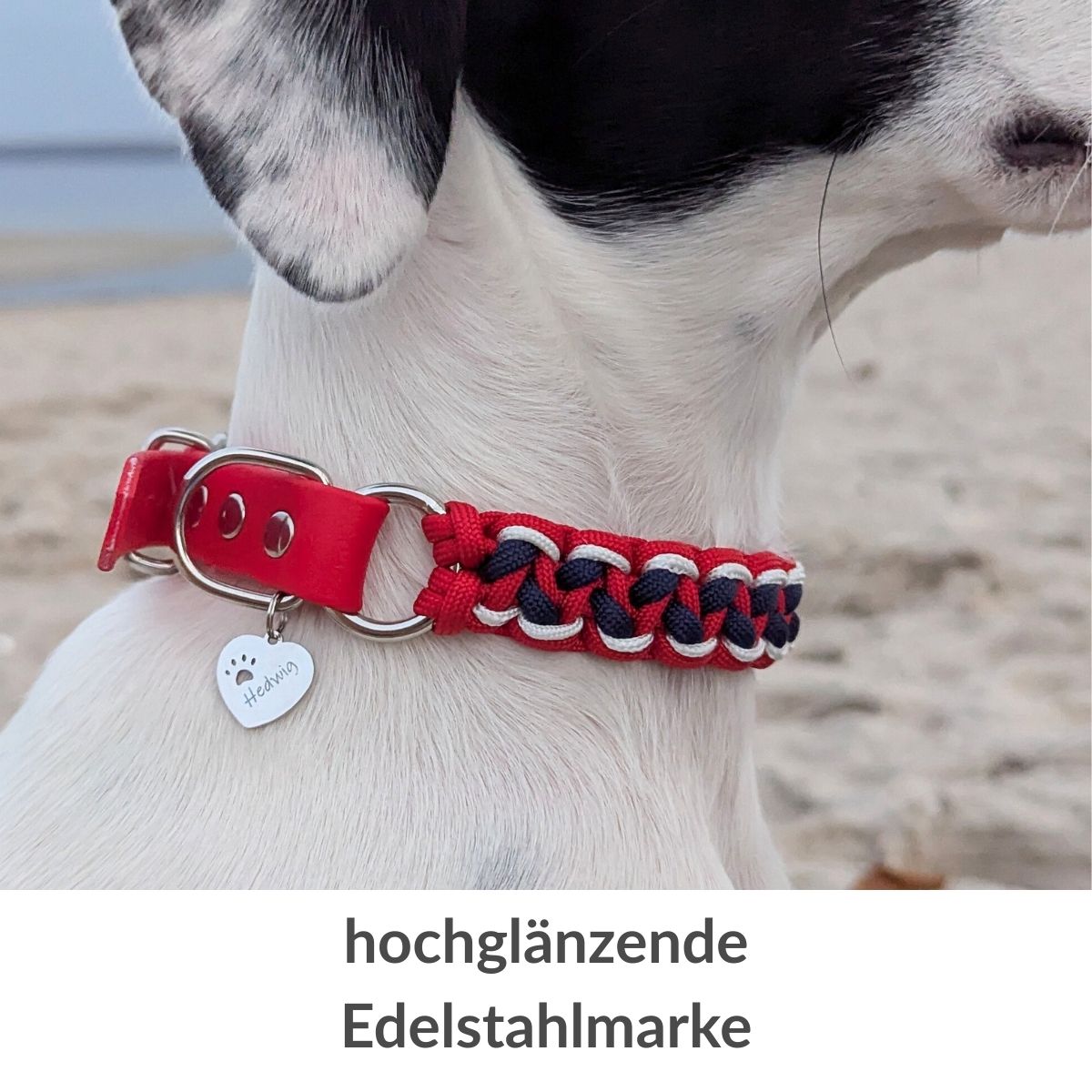 Herz mit Pfote - personalisierbare Hundemarke Edelstahl