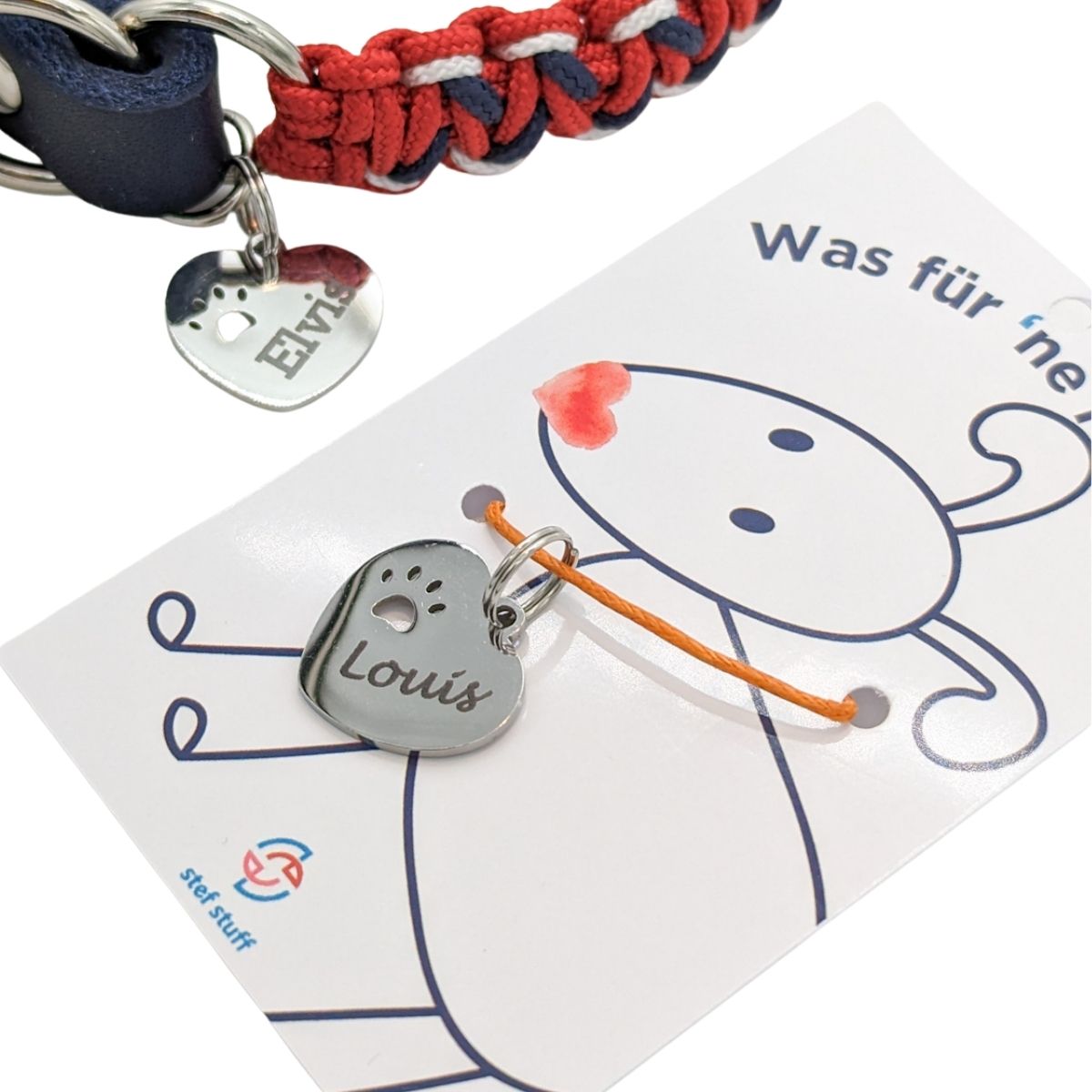 Herz mit Pfote - personalisierbare Hundemarke Edelstahl
